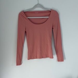 Old Navy Pink Fitted Long Sleeve Blouse